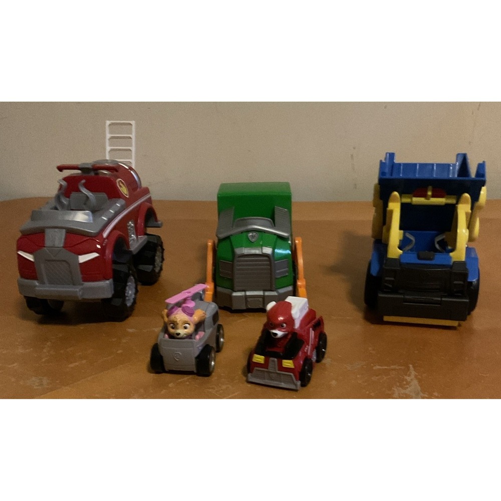 Lot‎ Of 5 PAW Patrol Vehicles, Fire, Garbage And Dump Trucks And More
